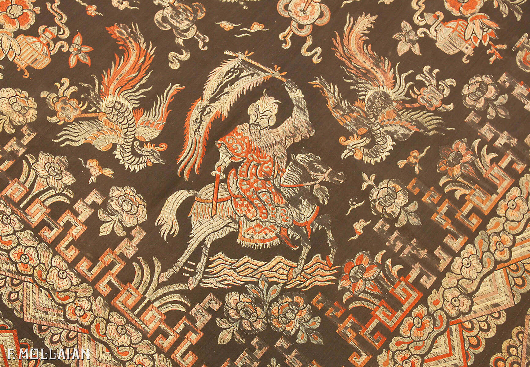 Textile Chinois Antique Soie & Métal n°:22128172